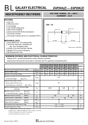 EGP20C Datasheet PDF Galaxy Semi-Conductor