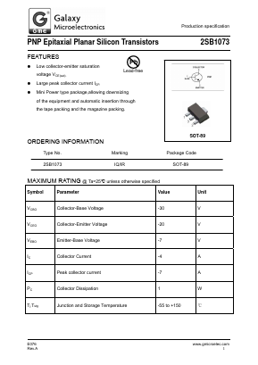 2SB1073 Datasheet PDF Galaxy Semi-Conductor