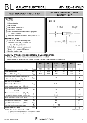 BYV12 Datasheet PDF Galaxy Semi-Conductor