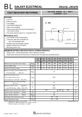 FR101S Datasheet PDF Galaxy Semi-Conductor