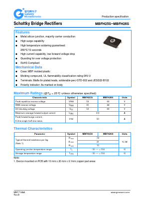 MBFH25S Datasheet PDF Galaxy Semi-Conductor