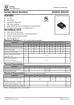 ES2AFA Datasheet PDF Galaxy Semi-Conductor