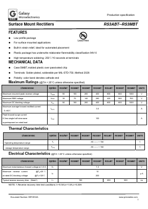 RS3KBT Datasheet PDF Galaxy Semi-Conductor