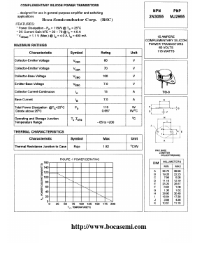 MJ2955 Datasheet PDF Boca Semiconductor