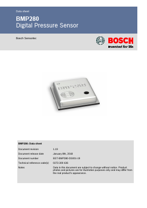 BMP280 Datasheet PDF Bosch Sensortec GmbH