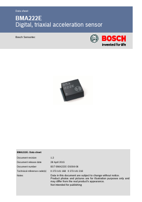 BMA222E Datasheet PDF Bosch Sensortec GmbH