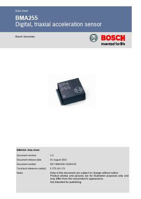 BMA255 Datasheet PDF Bosch Sensortec GmbH