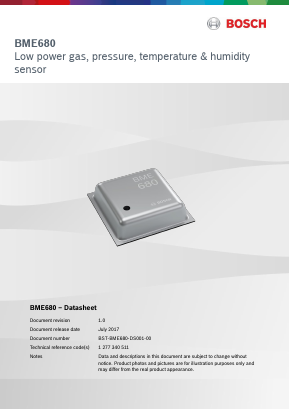 BME680 Datasheet PDF Bosch Sensortec GmbH