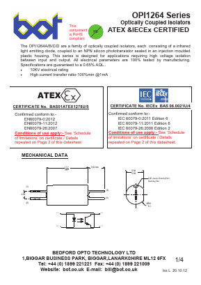 OPI1264 Datasheet PDF Bedford Opto Technology Ltd.