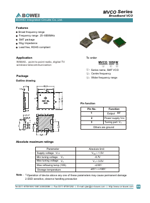MVCO Datasheet PDF BOWEI Integrated Circuits CO.,LTD.