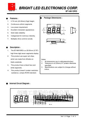 BT-M81DRD Datasheet PDF BRIGHT LED ELECTRONICS CORP
