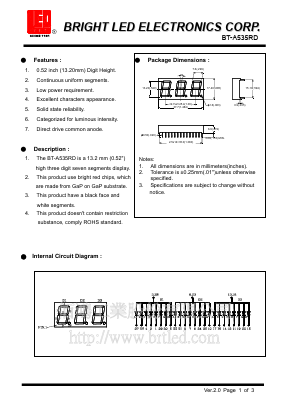 BT-A535RD Datasheet PDF BRIGHT LED ELECTRONICS CORP