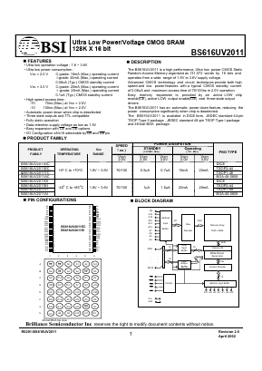 BS616UV2011EC-10 Datasheet PDF Brilliance Semiconductor