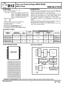 BS616LV1012 Datasheet PDF Brilliance Semiconductor