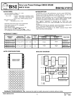 BS616LV1013EI Datasheet PDF Brilliance Semiconductor