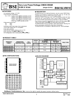 BS616LV8010EI-55 Datasheet PDF Brilliance Semiconductor