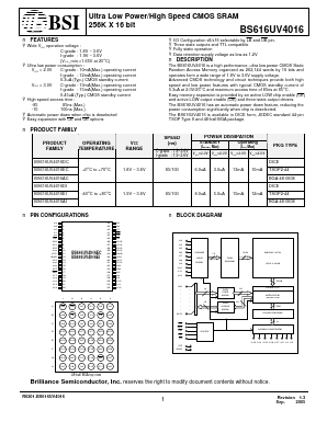 BS616UV4016EC Datasheet PDF Brilliance Semiconductor