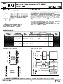 BS62LV4008PI-70 Datasheet PDF Brilliance Semiconductor