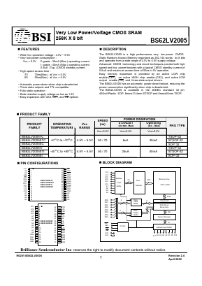 BS62LV2005SC-70 Datasheet PDF Brilliance Semiconductor
