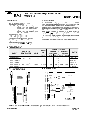 BS62UV2001TI-70 Datasheet PDF Brilliance Semiconductor