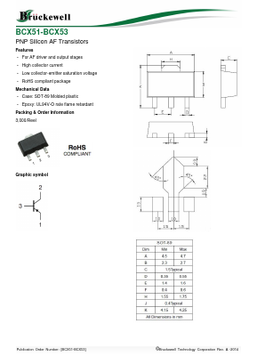 BCX52-10 Datasheet PDF Bruckewell Technology LTD