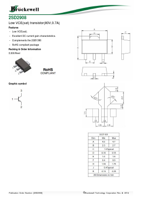 2SD2908 Datasheet PDF Bruckewell Technology LTD