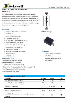 ESD5Z5CL Datasheet PDF Bruckewell Technology LTD