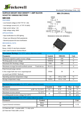 MB120S Datasheet PDF Bruckewell Technology LTD