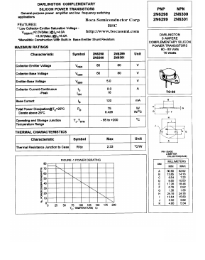 2N6298 Datasheet PDF Boca Semiconductor