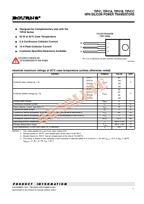 TIP41A Datasheet PDF Bourns, Inc