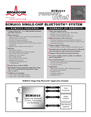 BCM2033MKFB100BGA Datasheet PDF Broadcom Corporation