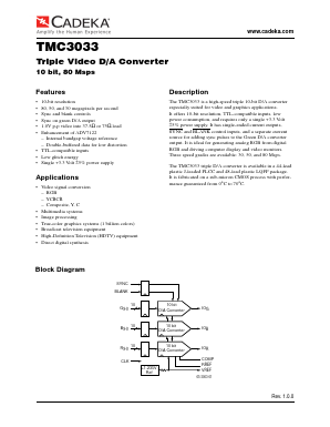 TMC3033KRC50 Datasheet PDF Cadeka Microcircuits LLC.