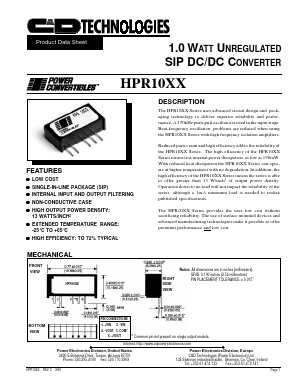 HPR1013 Datasheet PDF C AND D TECHNOLOGIES
