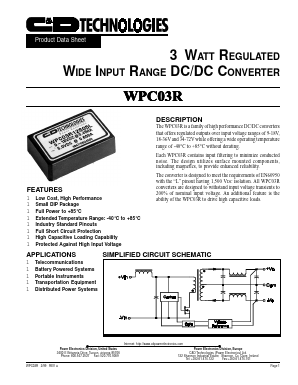 WPC03R48D05 Datasheet PDF C AND D TECHNOLOGIES