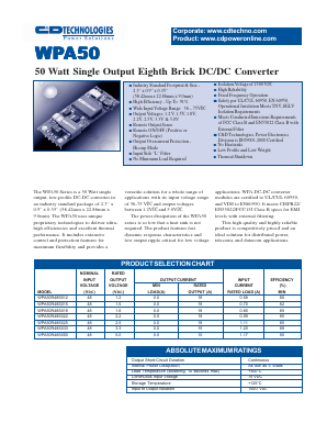 WPA50R48S012 Datasheet PDF C and D TECHNOLOGIES