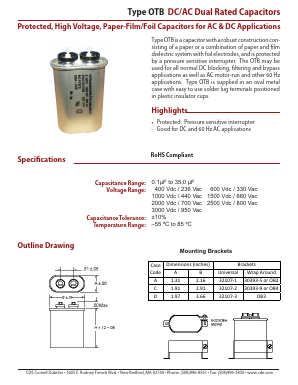 OTBJ505KNPIR-F Datasheet PDF Cornell Dubilier Electronics