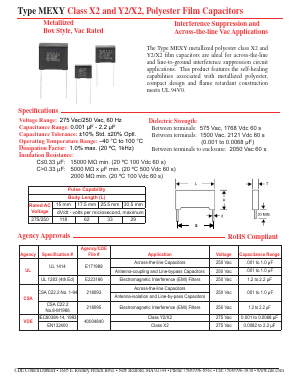 MEXY2A104K Datasheet PDF Cornell Dubilier Electronics