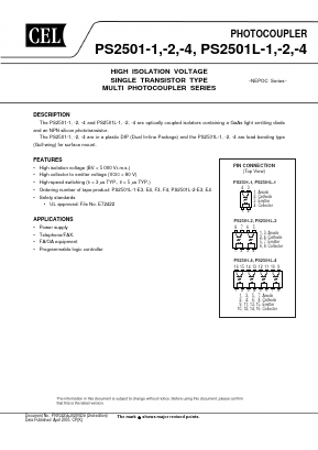 PS2501-2 Datasheet PDF California Eastern Laboratories.