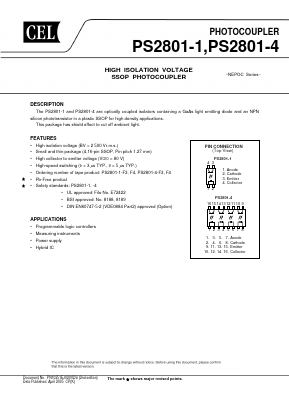 PS2801-1Y-A Datasheet PDF California Eastern Laboratories.