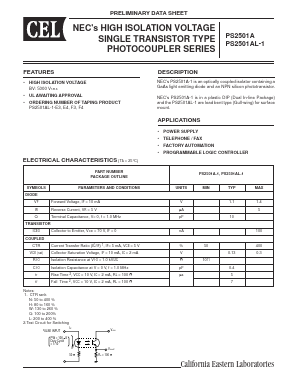PS2501A Datasheet PDF California Eastern Laboratories.