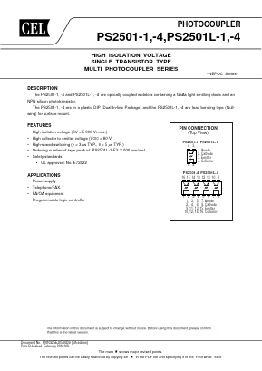 PS2501-1-A Datasheet PDF California Eastern Laboratories.