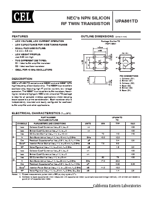 UPA861TD-T3-A Datasheet PDF California Eastern Laboratories.