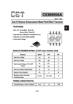 CEM9956A Datasheet PDF Chino-Excel Technology