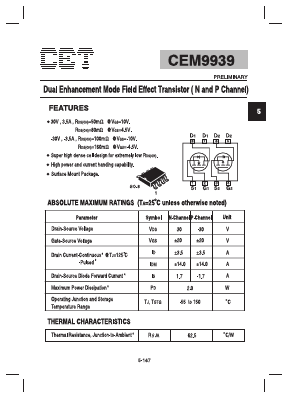 CEM9939 Datasheet PDF Chino-Excel Technology