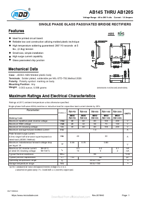 AB14S Datasheet PDF Jiangsu Yutai Electronics Co., Ltd