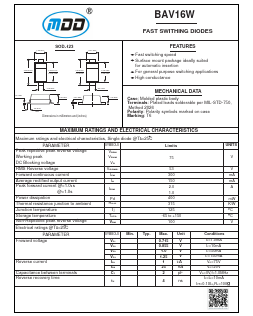 BAV16W Datasheet PDF Jiangsu Yutai Electronics Co., Ltd