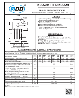KBU6005 Datasheet PDF Jiangsu Yutai Electronics Co., Ltd