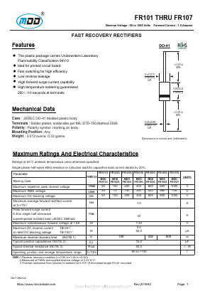 FR104G Datasheet PDF Jiangsu Yutai Electronics Co., Ltd