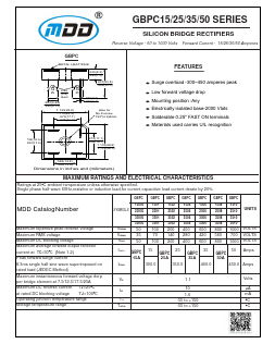 GBPC15 Datasheet PDF Jiangsu Yutai Electronics Co., Ltd