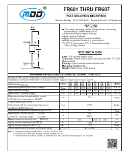 FR601 Datasheet PDF Jiangsu Yutai Electronics Co., Ltd